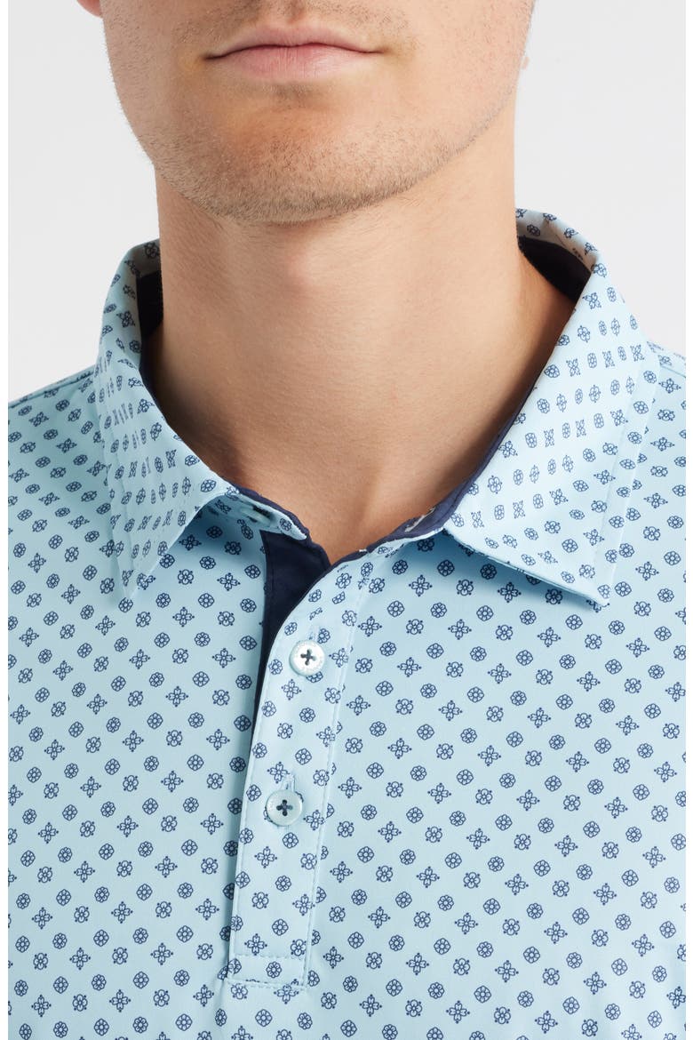 Hazelwood Modern Fit Foulard Print Performance Golf Polo, Alternate, color, SKY NAVY