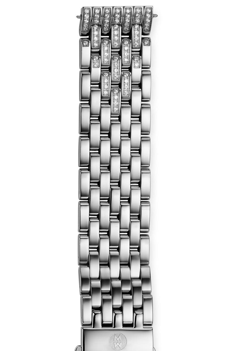 MICHELE Deco Diamond 18mm Bracelet Watchband, Alternate, color, Silver