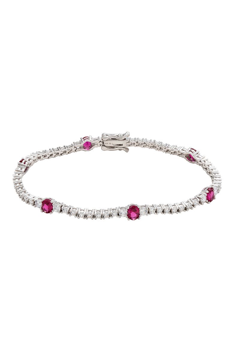 Cubic Zirconia Station Bracelet, Main, color, RED