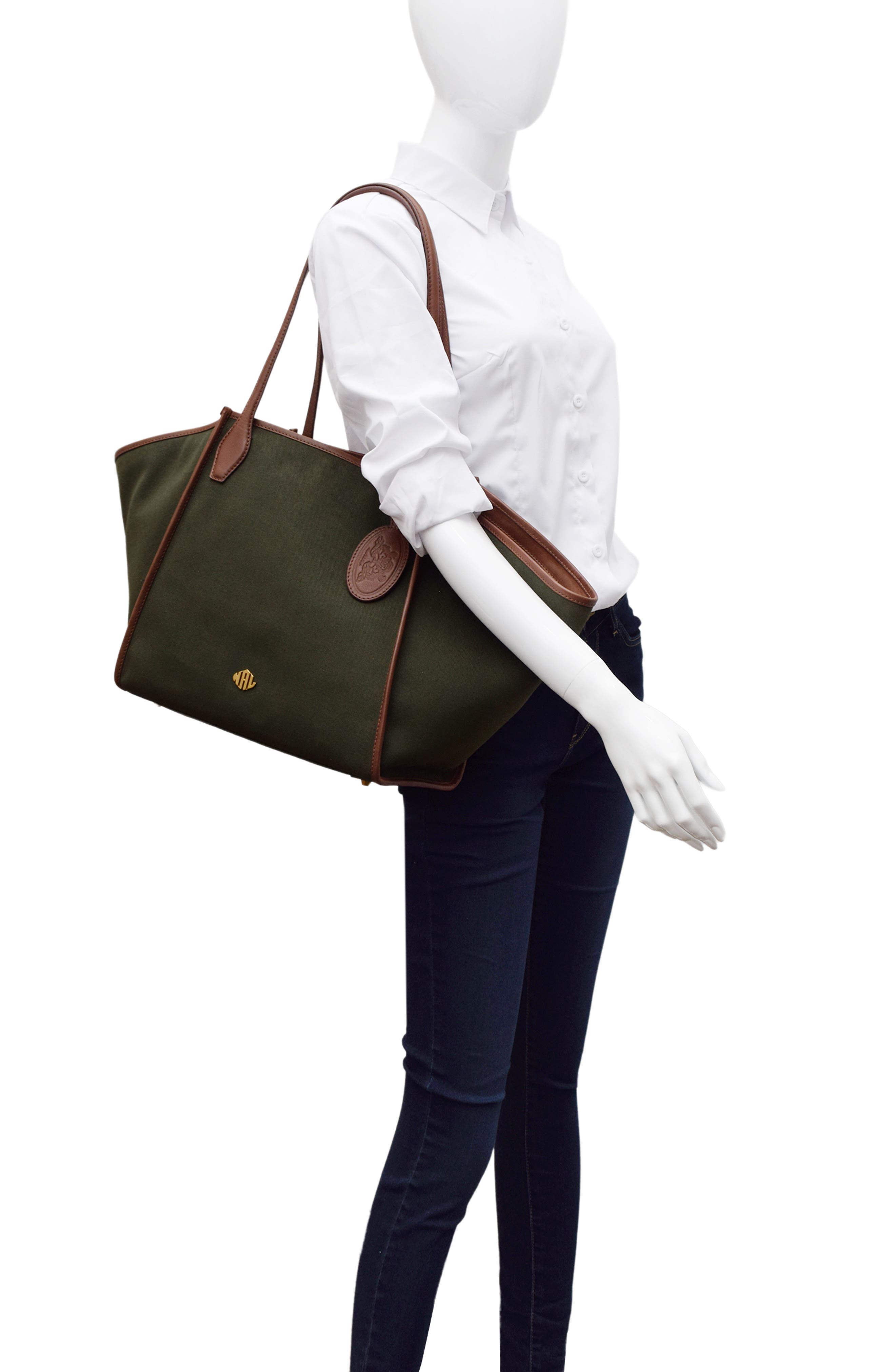 New Amsterdam Leatherworks Waverly Twill Tote, Alternate, color, Olive