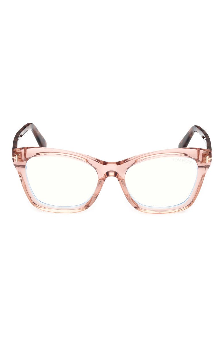 53mm Cat Eye Blue Light Blocking Optical Glasses, Main, color, PINK VINTAGE ROSE HAVANA