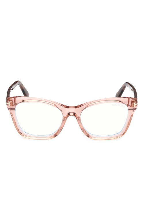 Shop Tom Ford 53mm Cat Eye Blue Light Blocking Optical Glasses In Pink Vintage Rose Havana