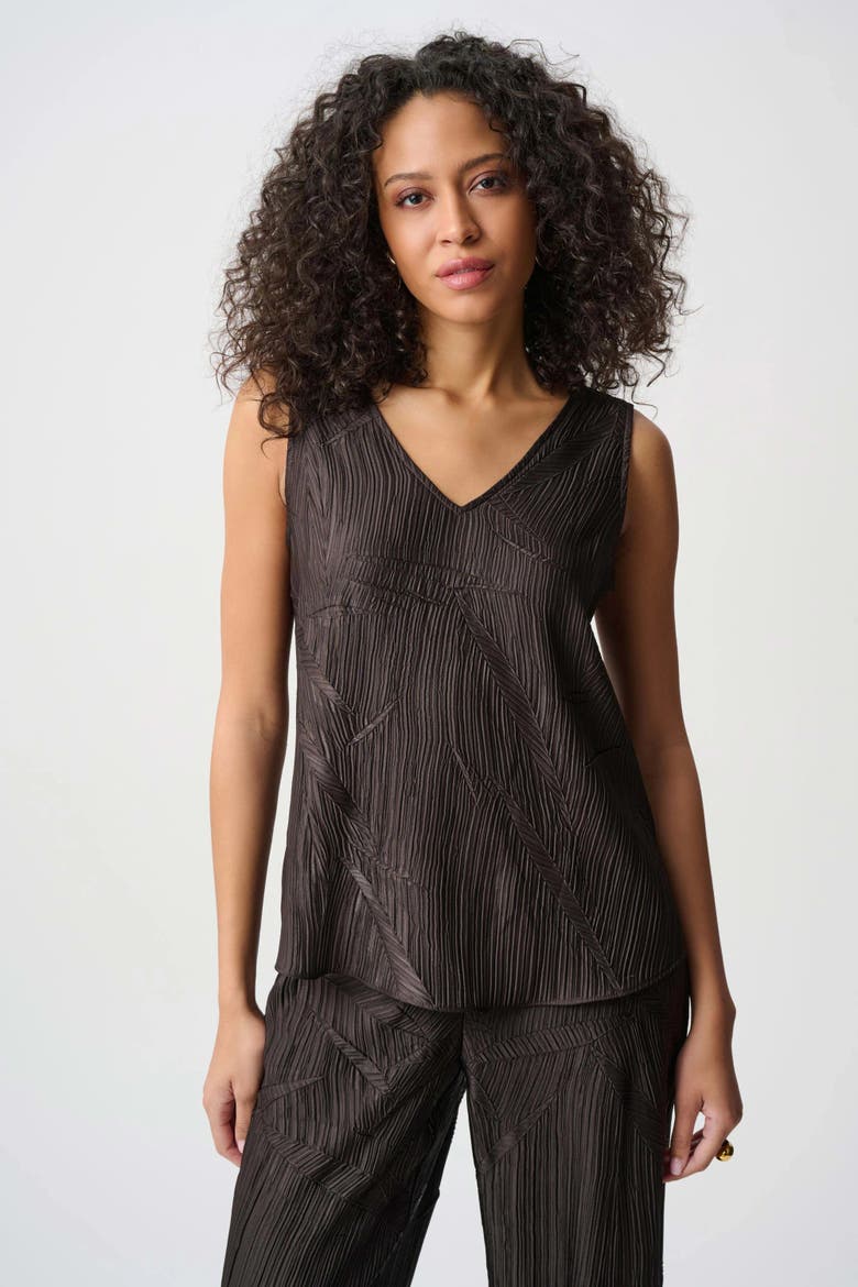 Pleated Satin Flared V-Neck Top, Main, color, mocha