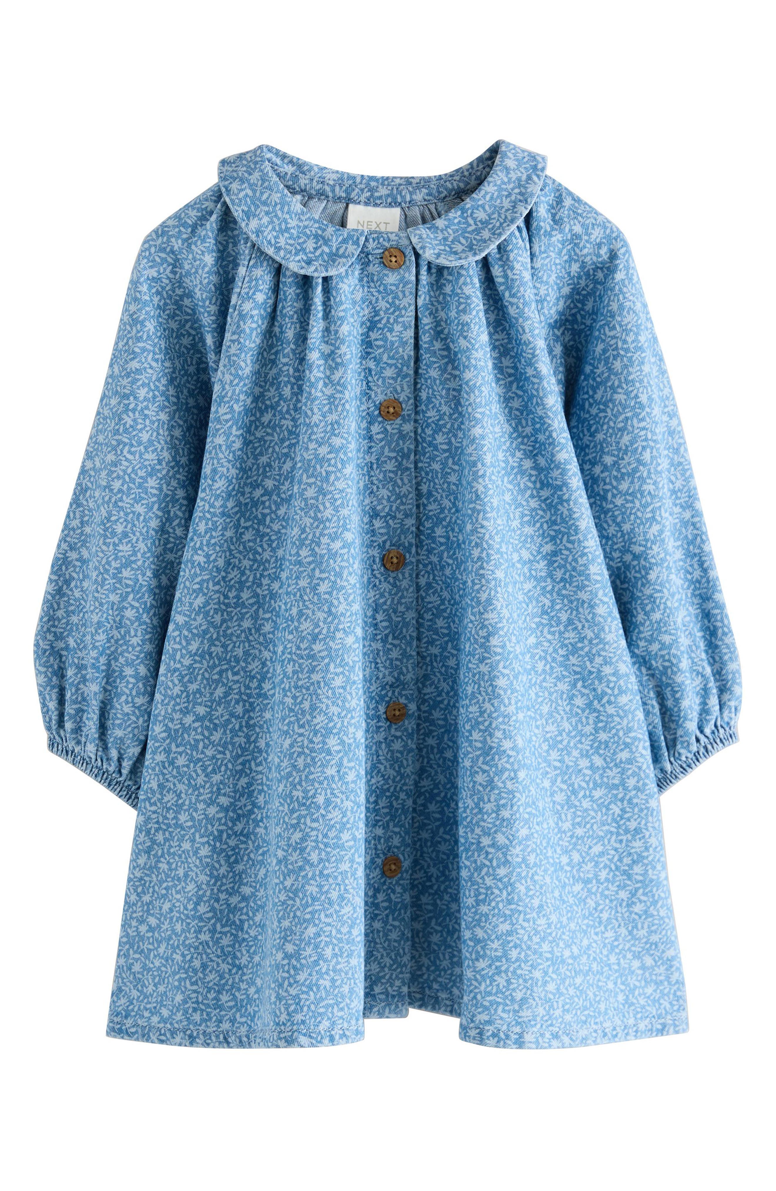 NEXT Kids' Ditsy Collared Denim Dress