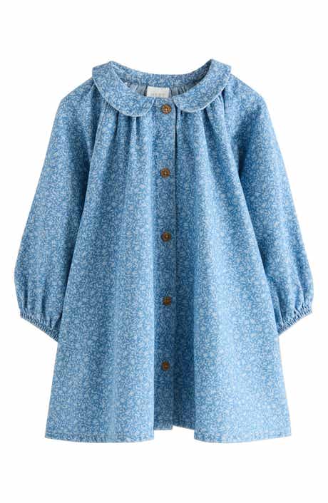NEXT Kids' Ditsy Collared Denim Dress
