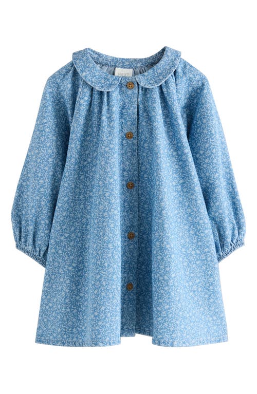 Next Kids' Ditsy Collared Denim Dress In Blue