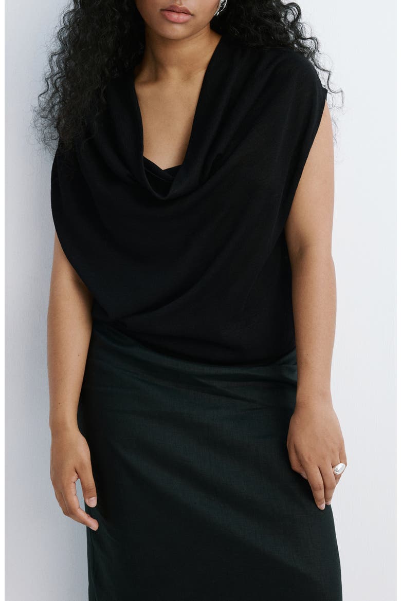 Draped Neck Sweater, Alternate, color, BLACK