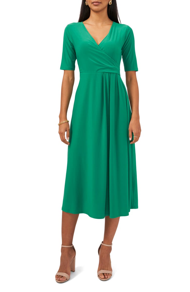 Chaus Surplice Faux Wrap Midi Dress, Main, color, 