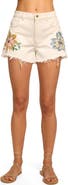Ramy Brook Floral Embroidery Denim Cutoff Shorts