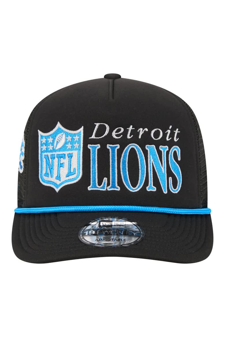 Men's New Era Black Detroit Lions Throwback Foam 19TWENTY Adjustable Hat, Alternate, color, Black