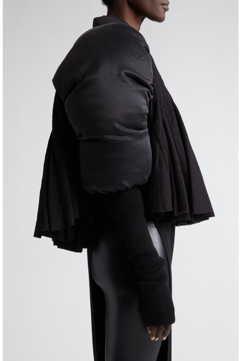 Duvetessa Mixed Media Crop Jacket, Alternate, color, BLACK