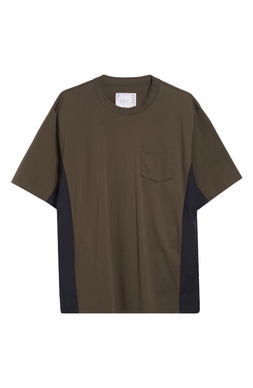 Sacai Suiting Mixed Media Pocket T-shirt In Multi
