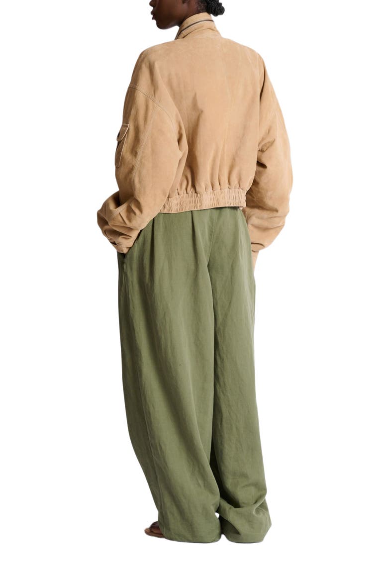 Suede bomber jacket, Alternate, color, beige