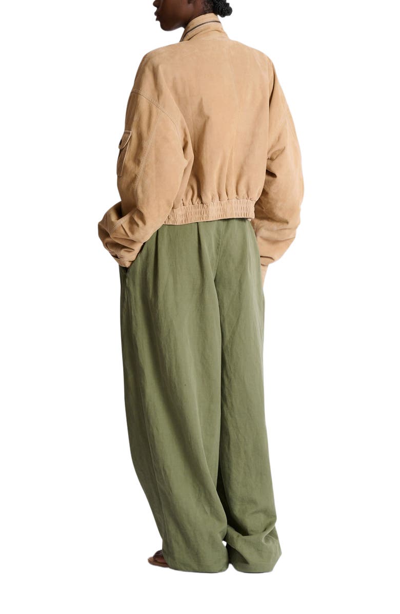 Balmain Suede bomber jacket, Alternate, color, Beige