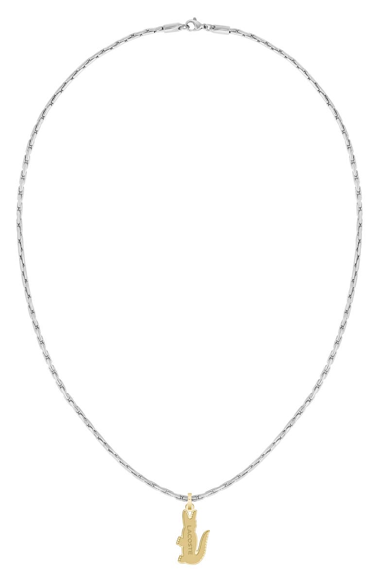 Lacoste Arthor Crocodile Pendant Necklace, Alternate, color, Silver Stainles Steel