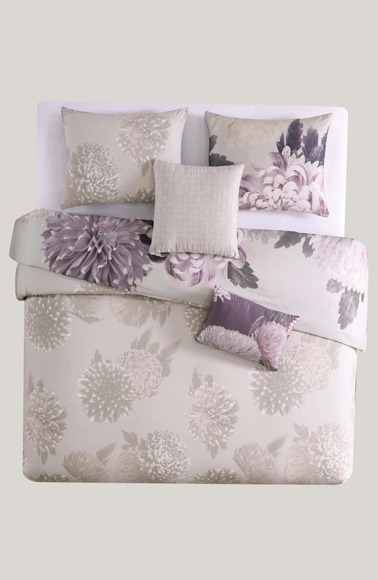 Bebejan Dahlia Purple 5-Piece Reversible Comforter Set, Alternate, color, Purple