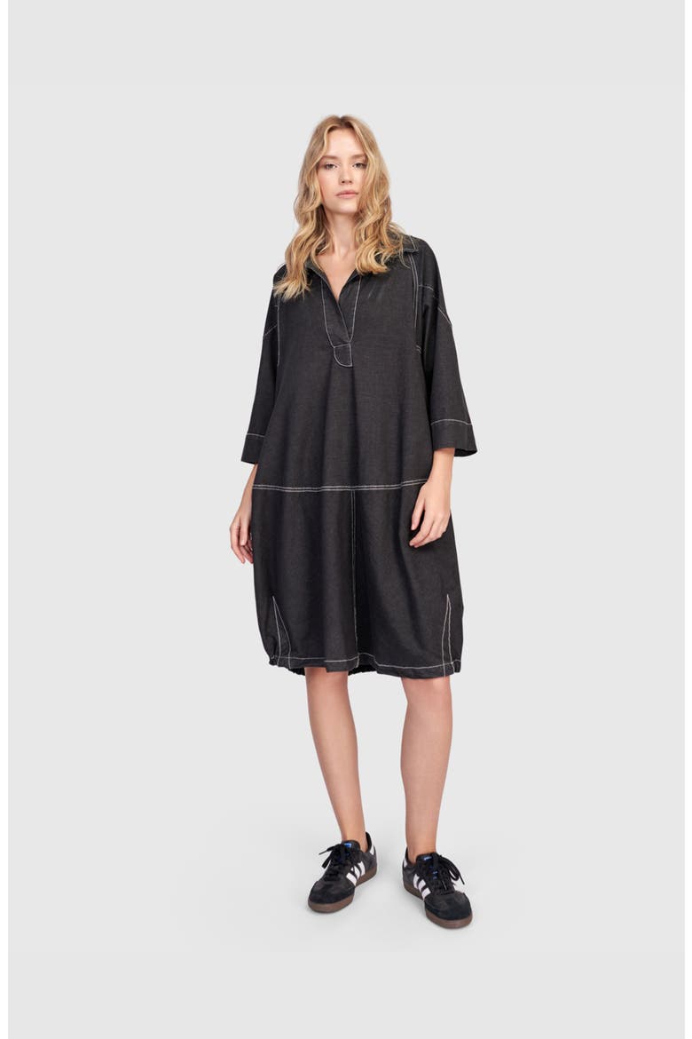 Panama Oversized Shirt Dress, Main, color, Black