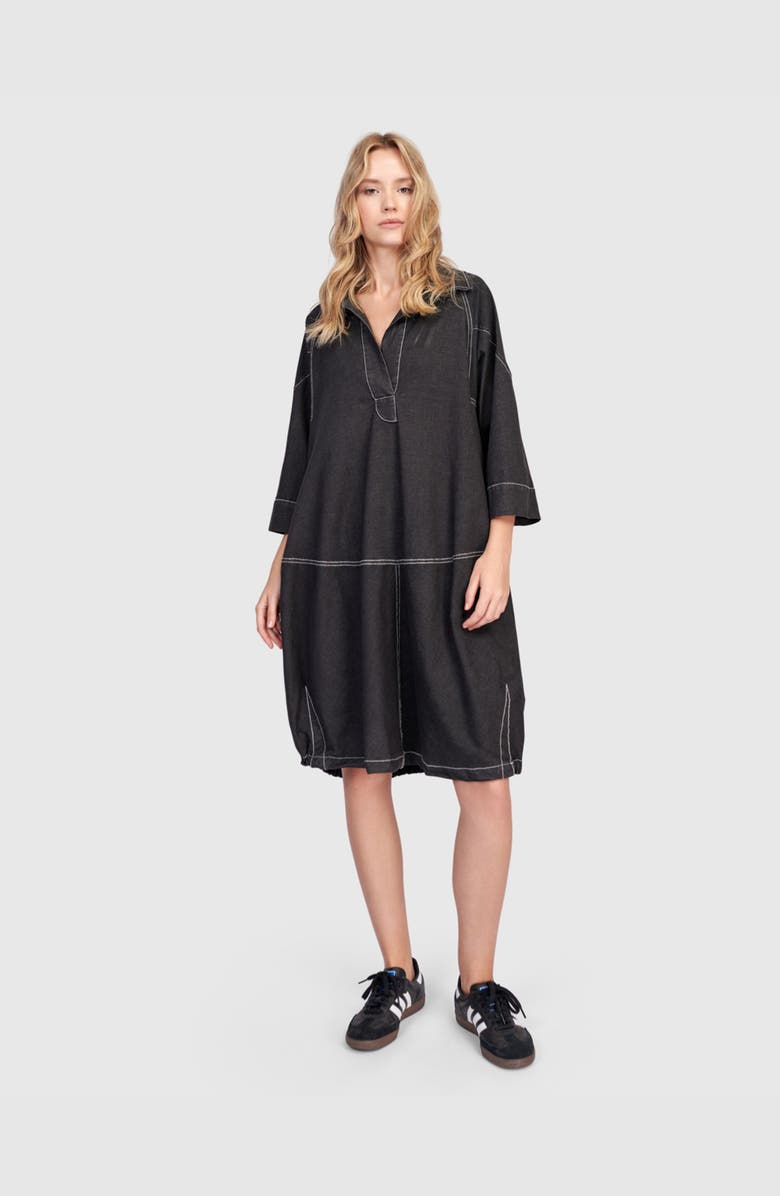 Alembika Panama Oversized Shirt Dress, Main, color, Black