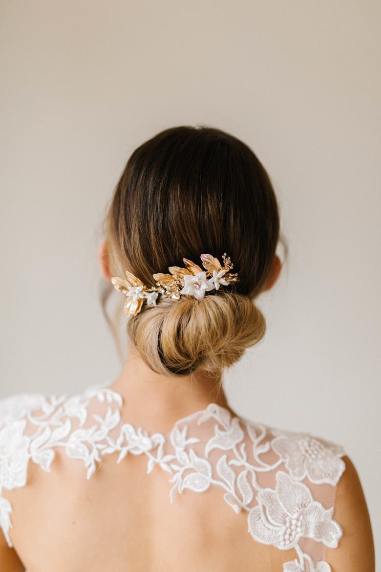 Grace Bridal Comb, Alternate, color, Gold
