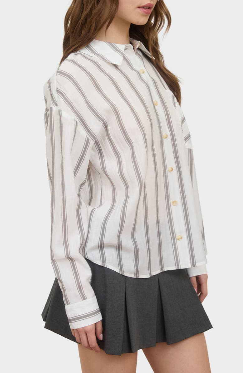 Blu Pepper Button Front Stripe Shirt, Alternate, color, Ivory