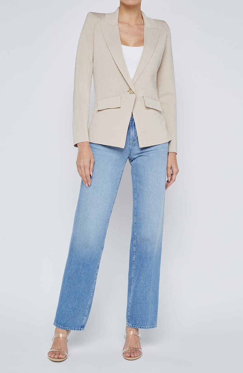 L'AGENCE Chamberlain Knit Blazer, Alternate, color, Ivory/ Gold