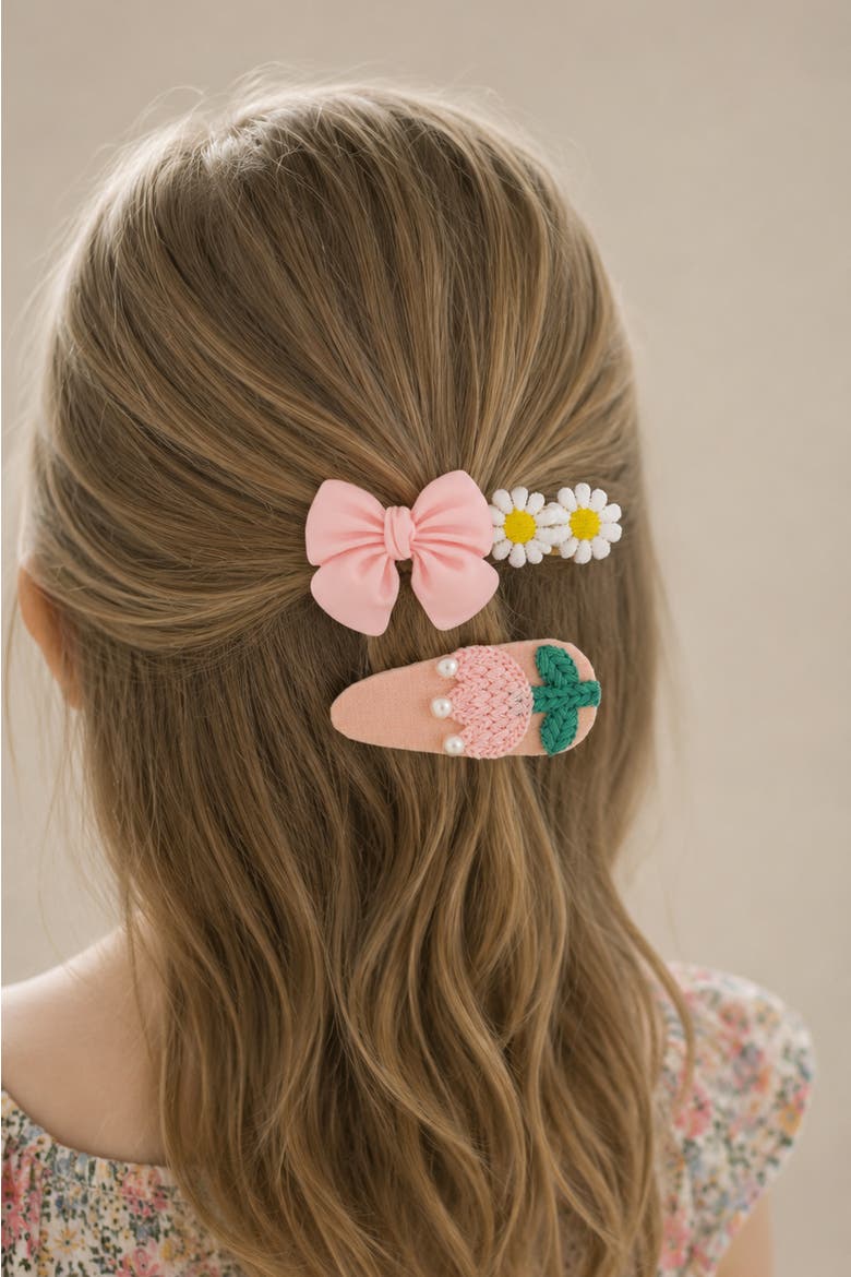 Garden Blossom Hair Clip Set of 5, Alternate, color, Pink