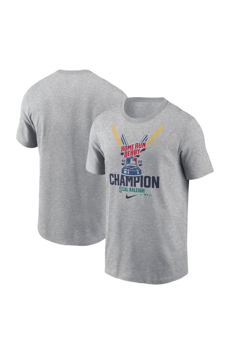 Nike Men's Nike Cal Raleigh Heather Gray Seattle Mariners 2025 Home Run Derby Champion T-Shirt, Main, color, Heather Gray