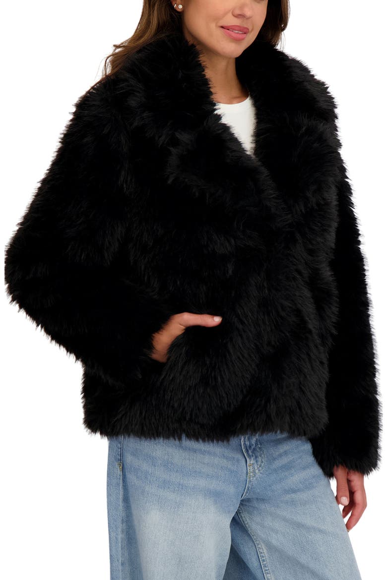 Faux Fur Blazer, Alternate, color, BLACK