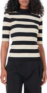 Endless Rose Stripe Short Sleeve Mock Neck Sweater
