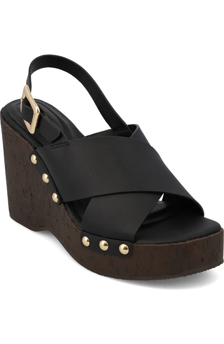 MIA Elleiana Wedge Sandal, Main, color, Black