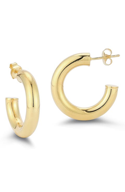 1-Inch Tube Hoop Earrings