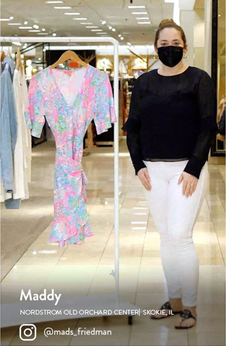 Isella Print Wrap Dress, sales video thumbnail