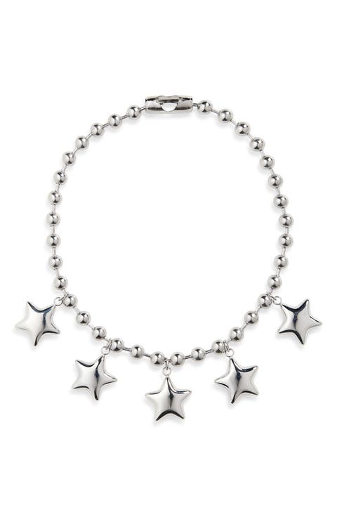 Bubble Five Star Ball Chain Necklace