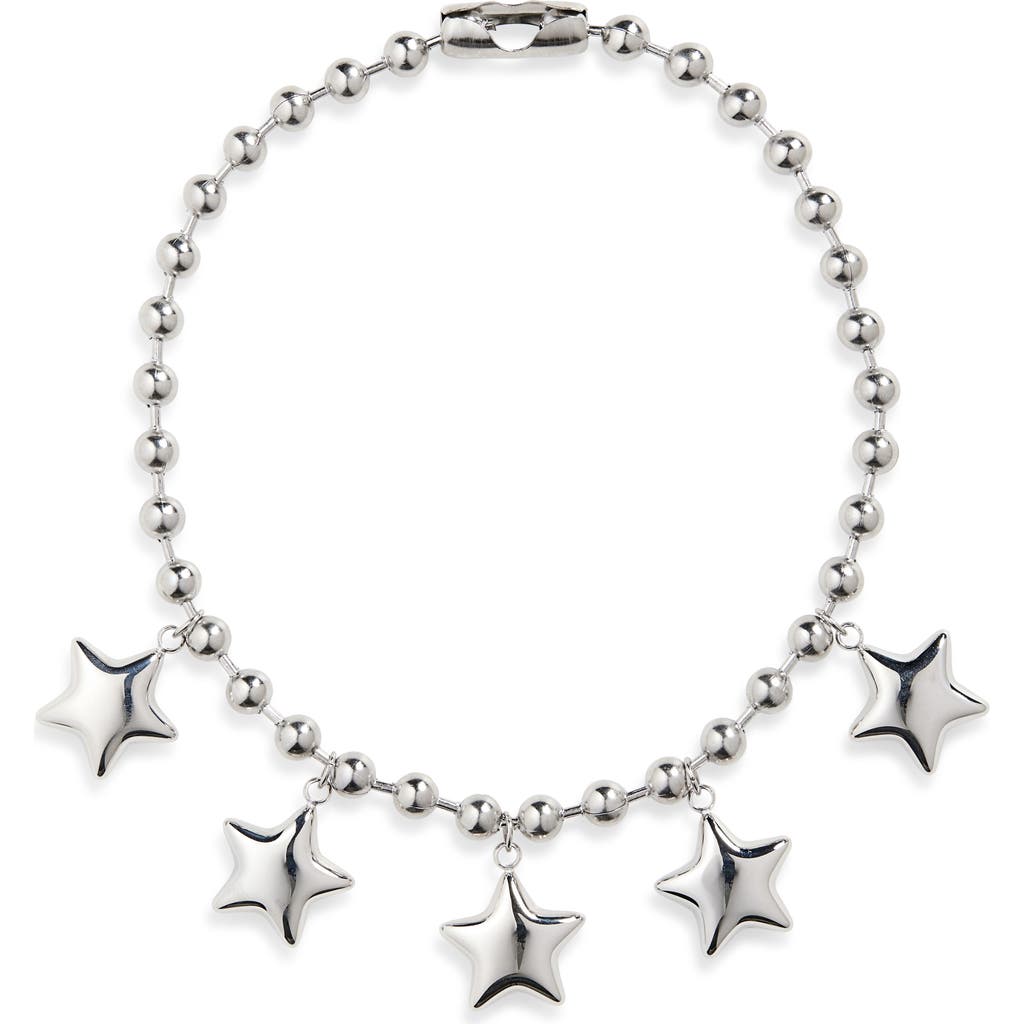 VIDAKUSH Bubble Five Star Ball Chain Necklace in Silver  product