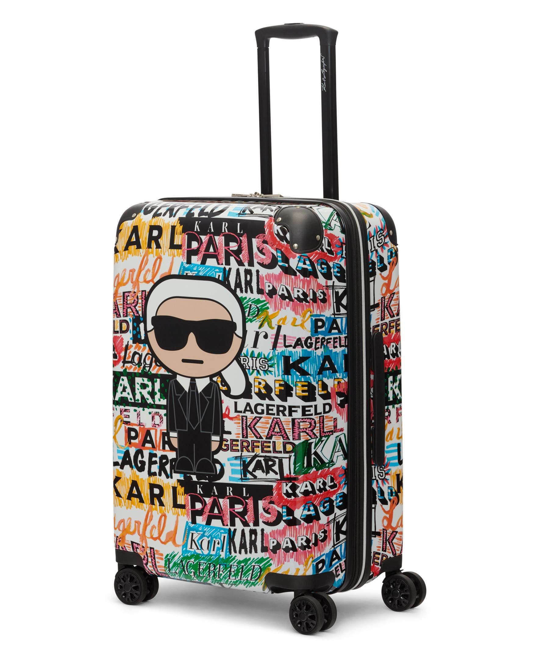 KARL LAGERFELD Logo Explosion Upright Suitcase, Alternate, color, Multi Color