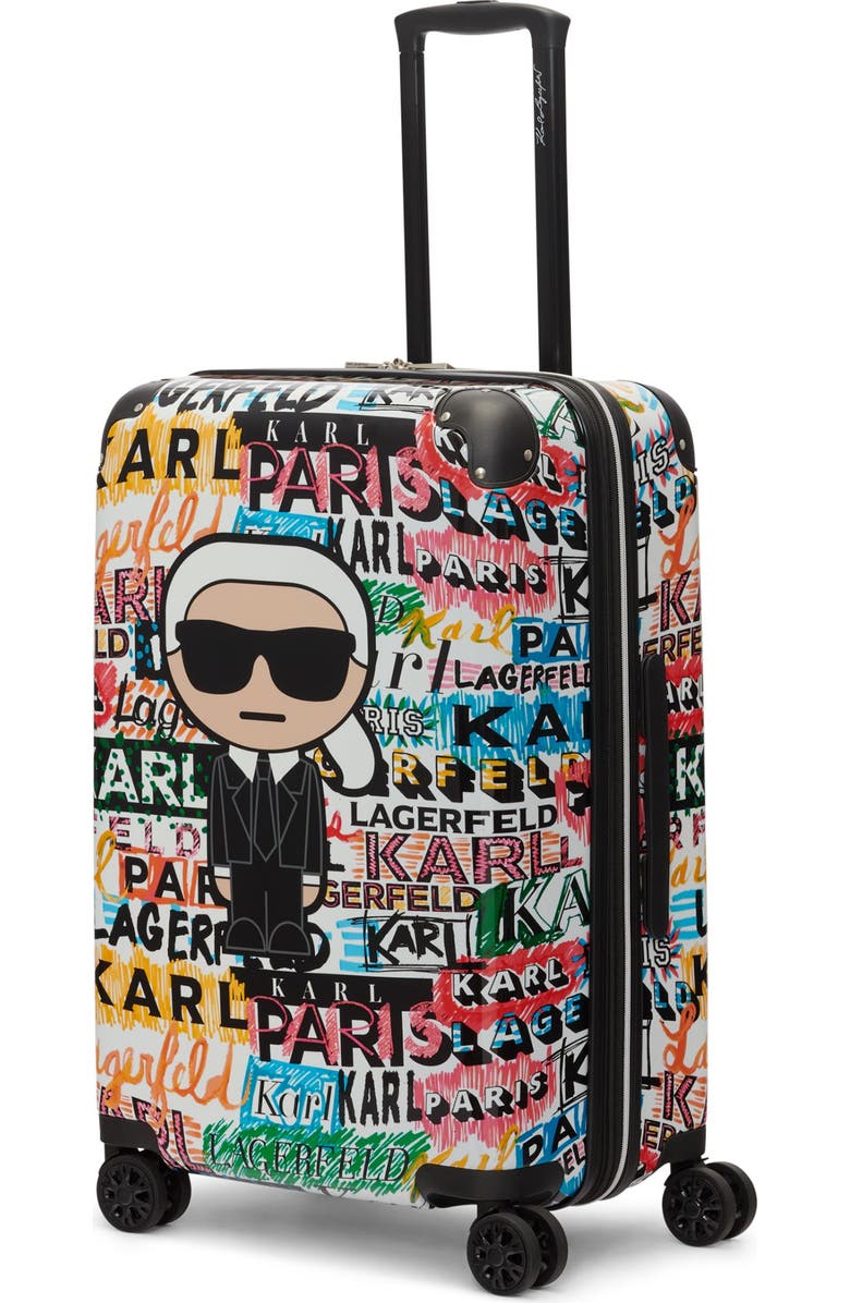 KARL LAGERFELD Logo Explosion Upright Suitcase, Alternate, color, Multi Color