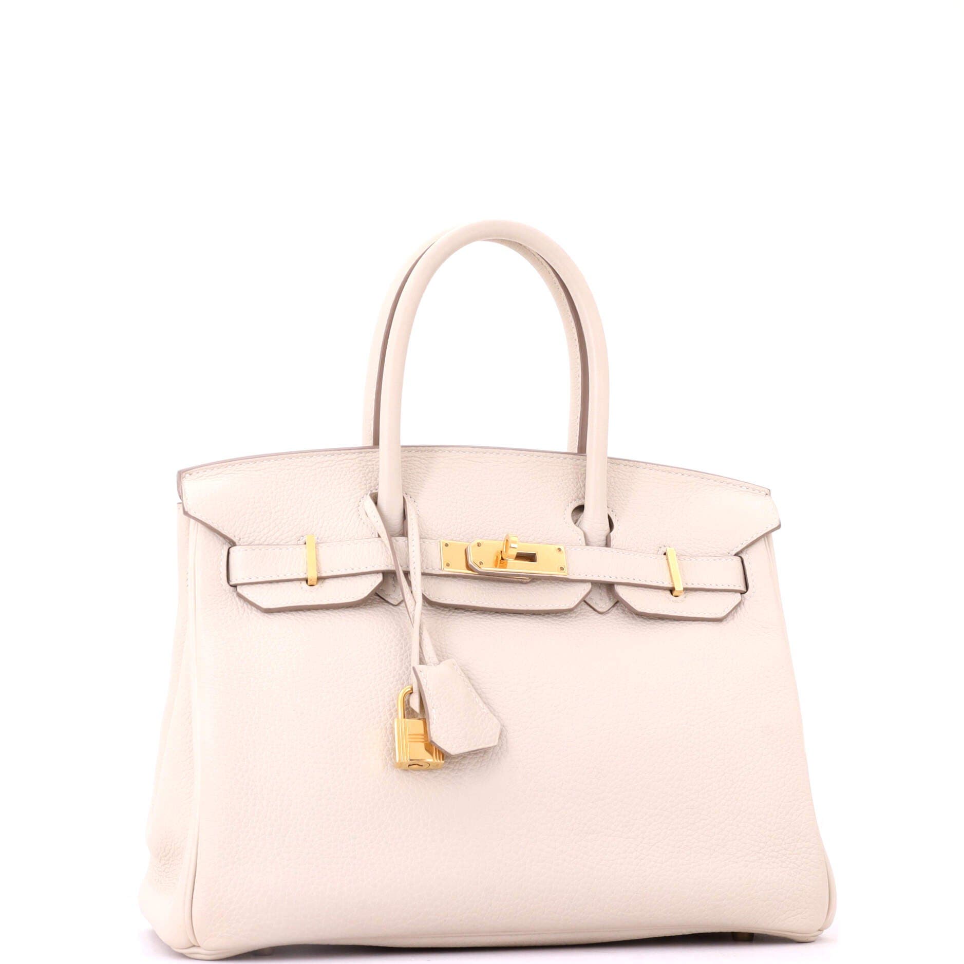 Birkin Handbag Light Clemence with Gold Hardware 30, Alternate, color, White