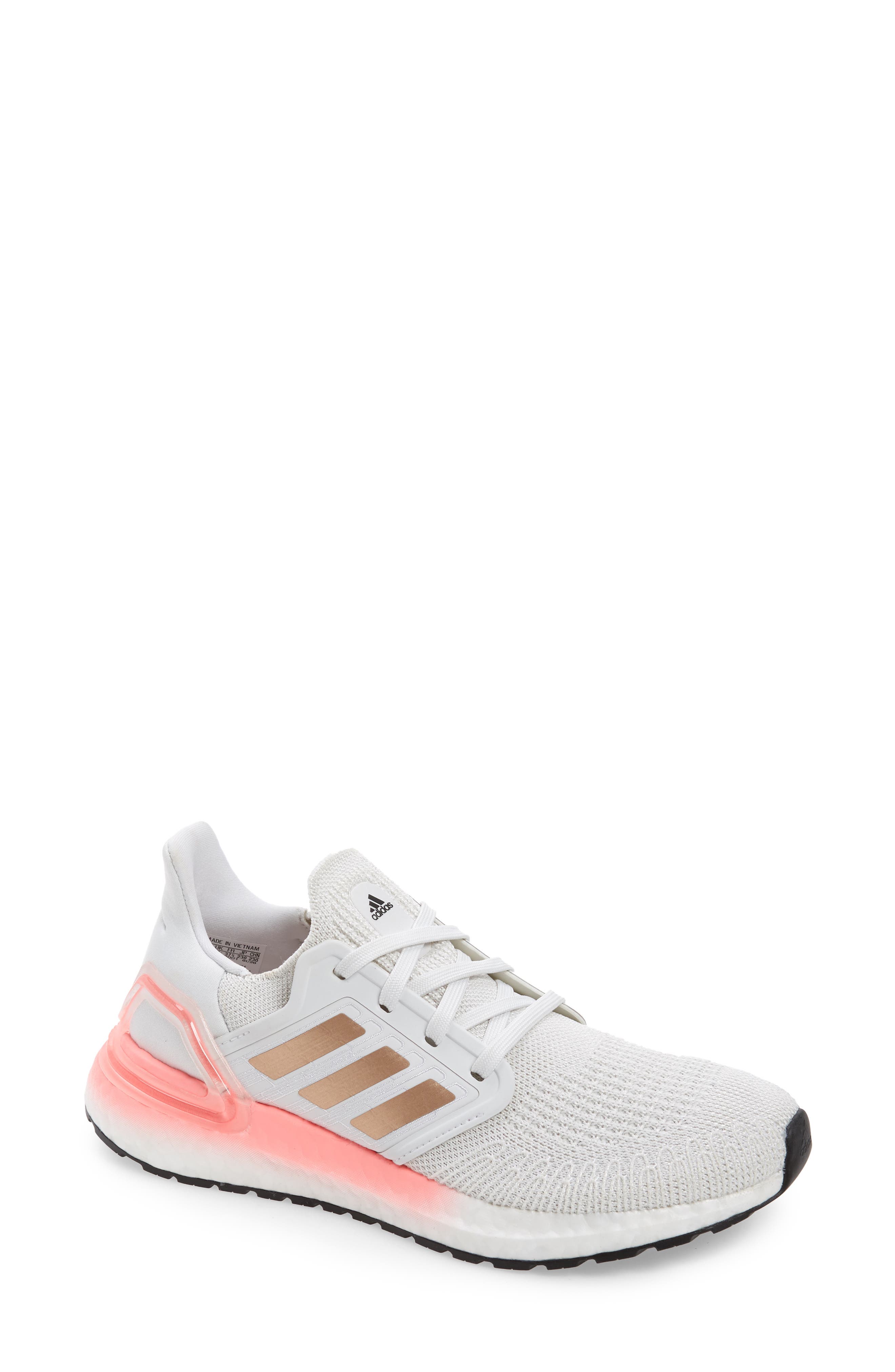 UltraBoost 20 Running Shoe, Main, color, CRYSTAL WHITE/ COPPER / RED