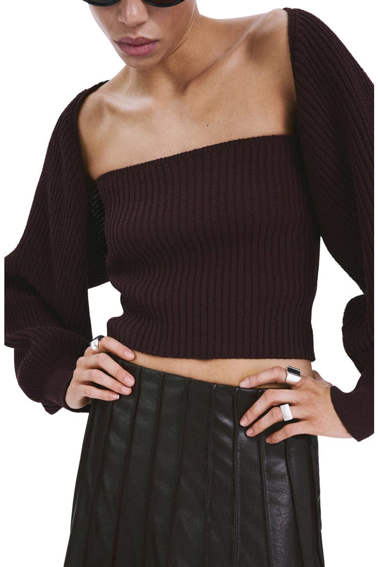 Rib Knit Tube Top & Bolero Set, Main, color, PLUM