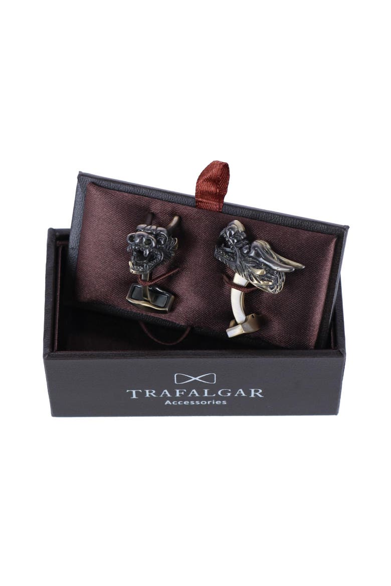 Guardian of Freedom Dragon Novelty Cufflinks, Alternate, color, Silver