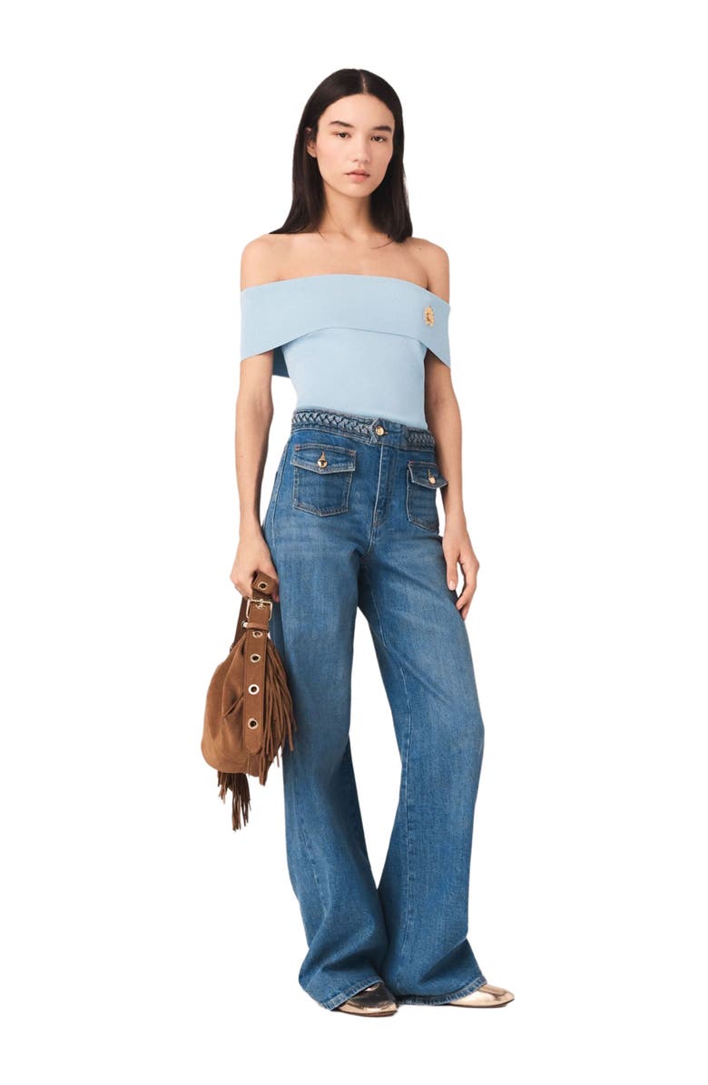 maje Braided flared jeans, Alternate, color, Blue