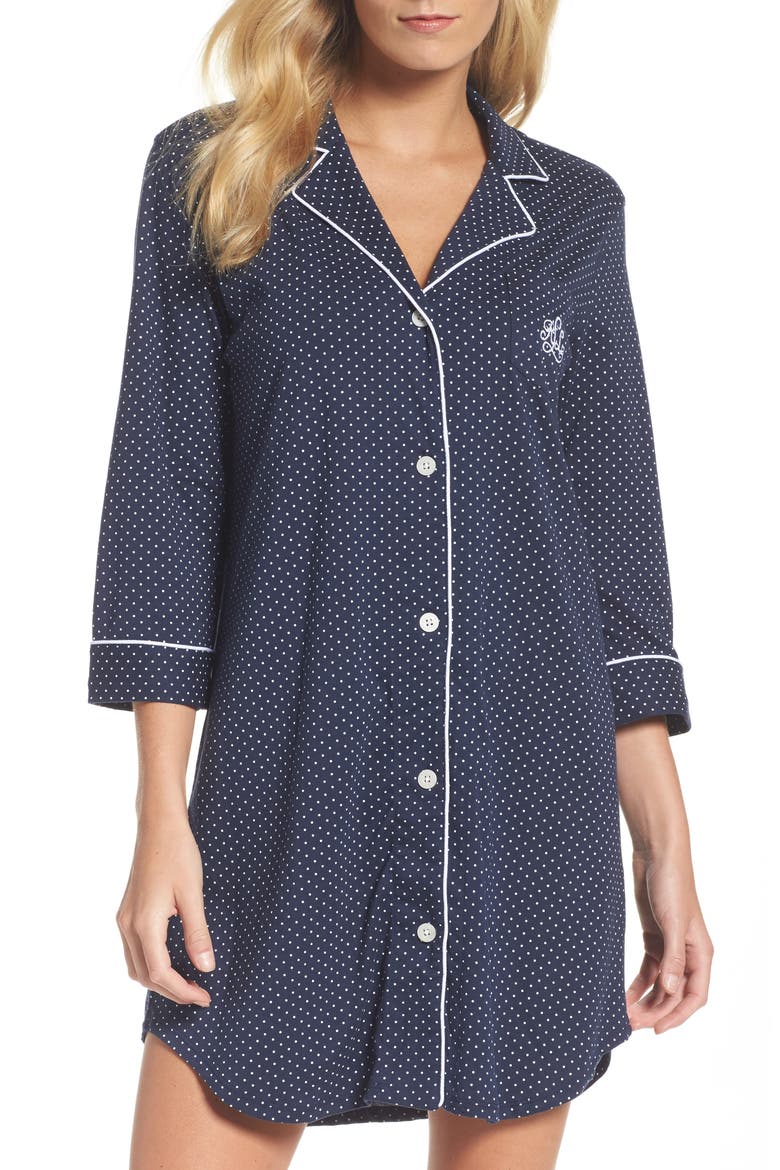 Cotton Jersey Sleep Shirt, Main, color, NAVDT