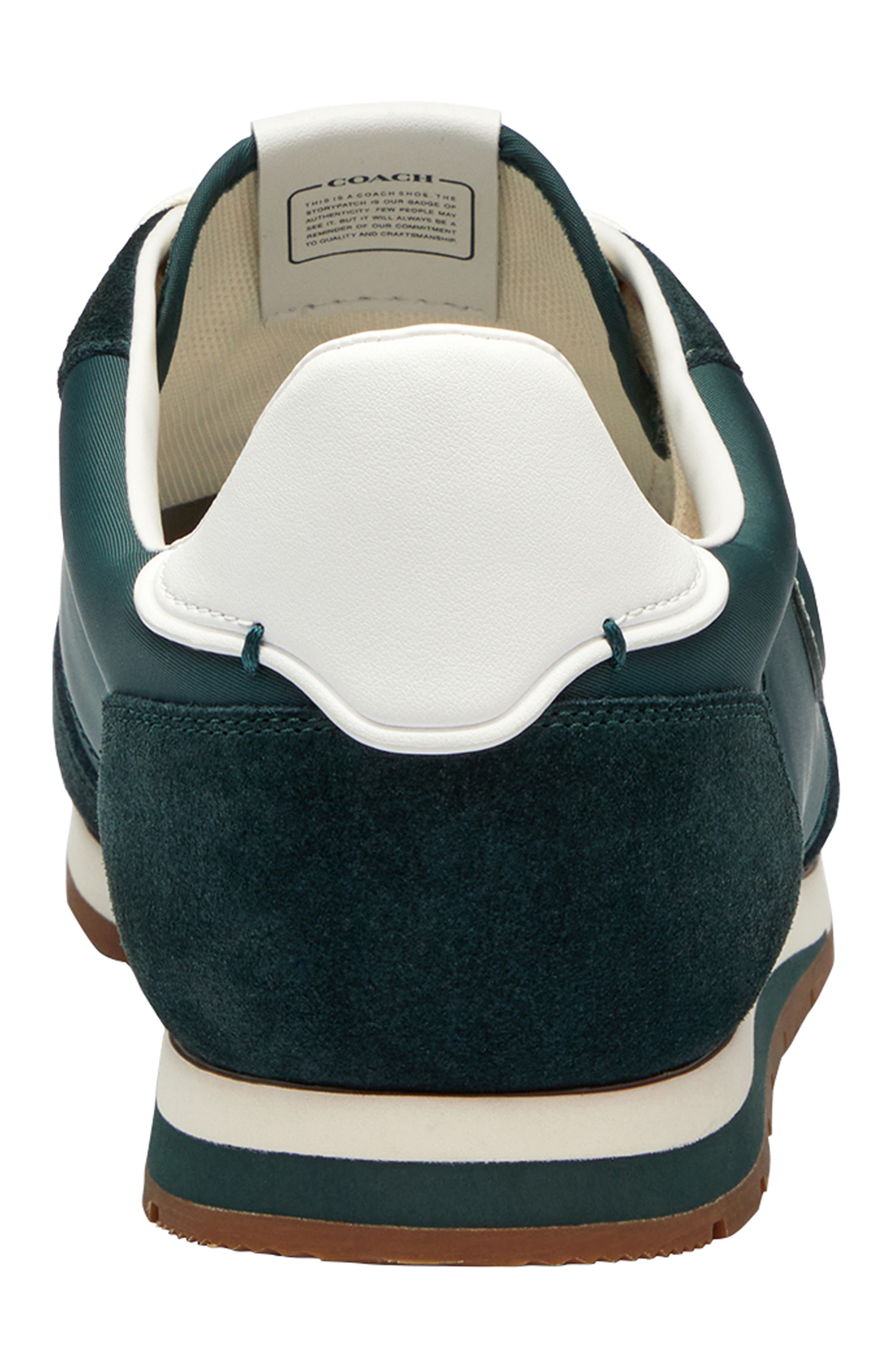 COACH Logo Mixed Media Sneaker, Alternate, color, Teal/ Optic White