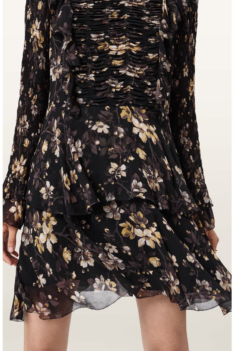 Portia Floral Long Sleeve Dress, Alternate, color, VINE BLACK