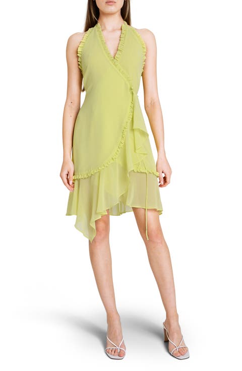 Jasmine Ruffle Halter Wrap Dress