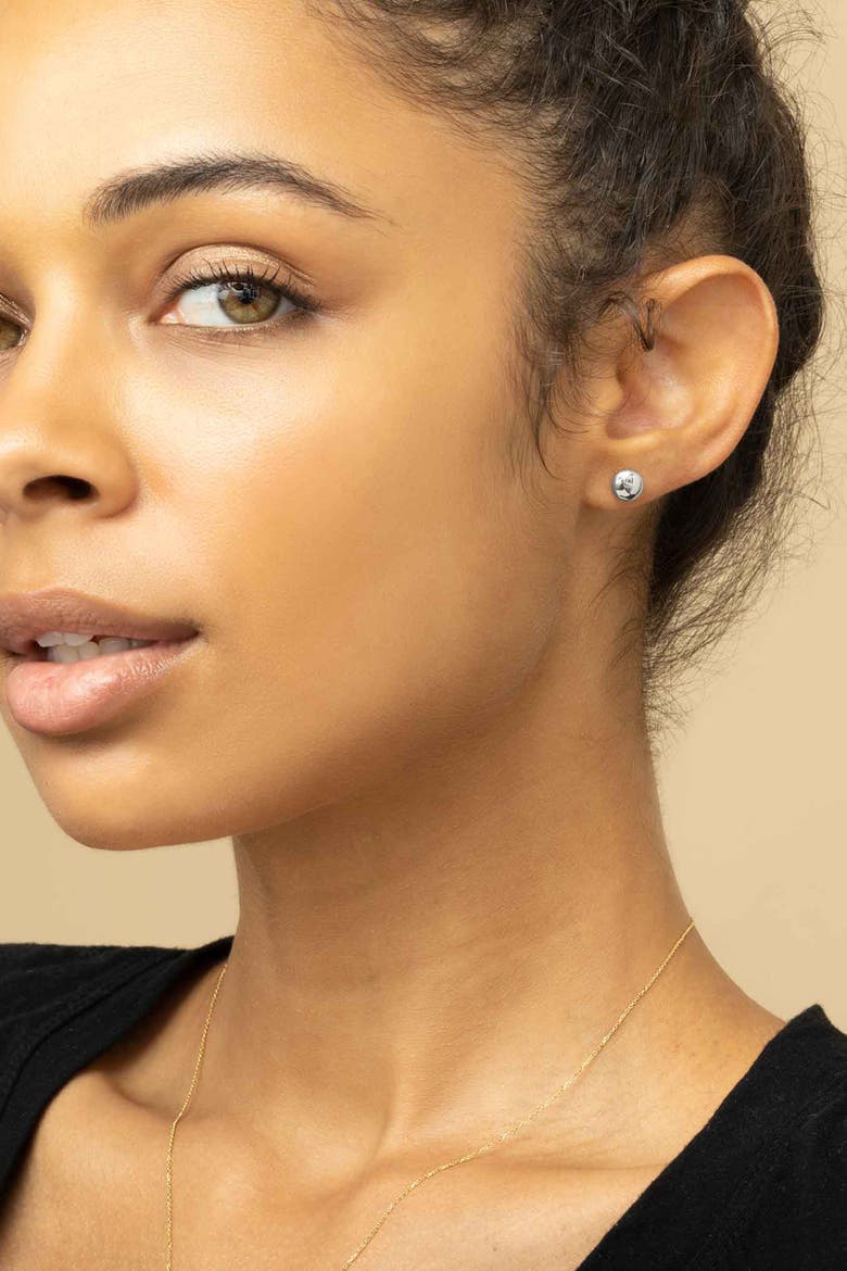 14K Gold Buttoned Up Stud Earrings, Alternate, color, White Gold