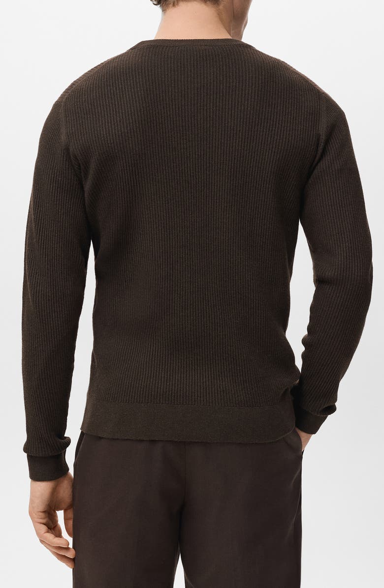 MANGO Fine Rib Cotton Blend Sweater, Alternate, color, Chocolate
