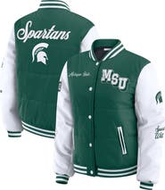 WEAR by Erin Andrews Women's WEAR by Erin Andrews  Green Michigan State Spartans Varsity Full-Snap Puffer Jacket