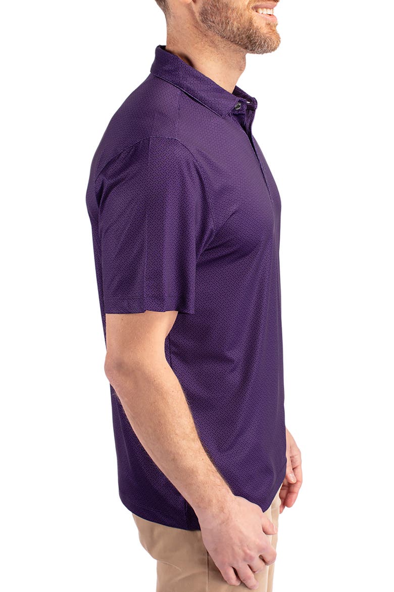Geo Pattern Performance Recycled Polyester Blend Polo, Alternate, color, COLLEGE PURPLE
