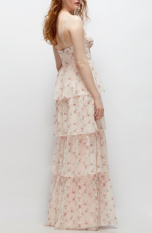 Dessy Collection Bustier Evening Gown In Coquette Floral Print